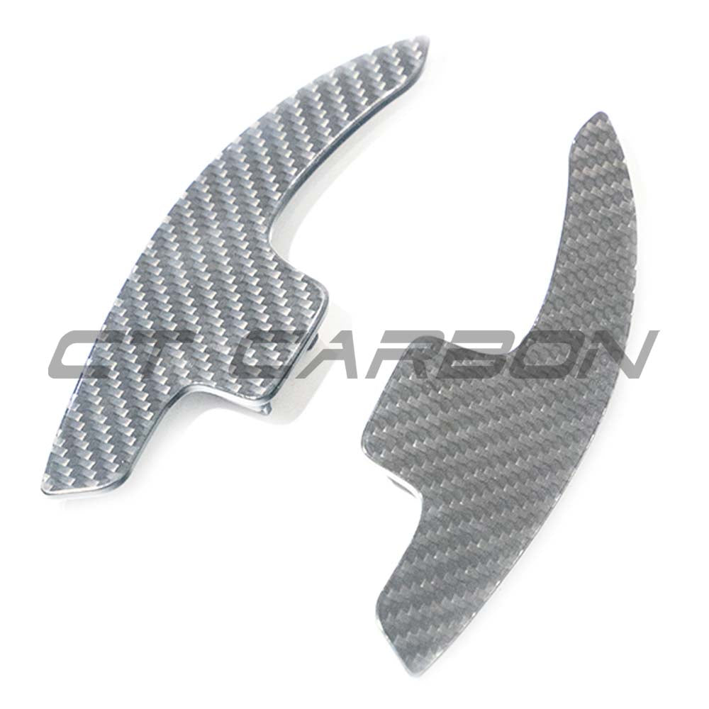 Carbon fiber shift paddles for Audi A3/S3/RS3 8Y and RS6 C8 by CT Carbon, stylish automotive accessories with a sleek finish.