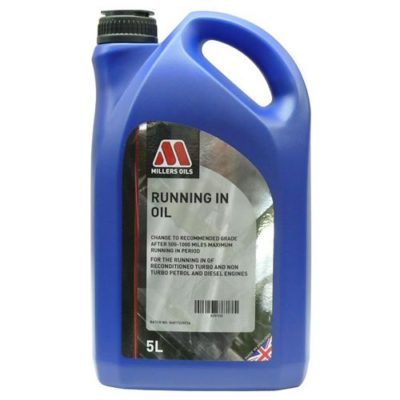 Millers Oils engine running-in oil container, 400x400 image showing the product for automotive engine lubrication.