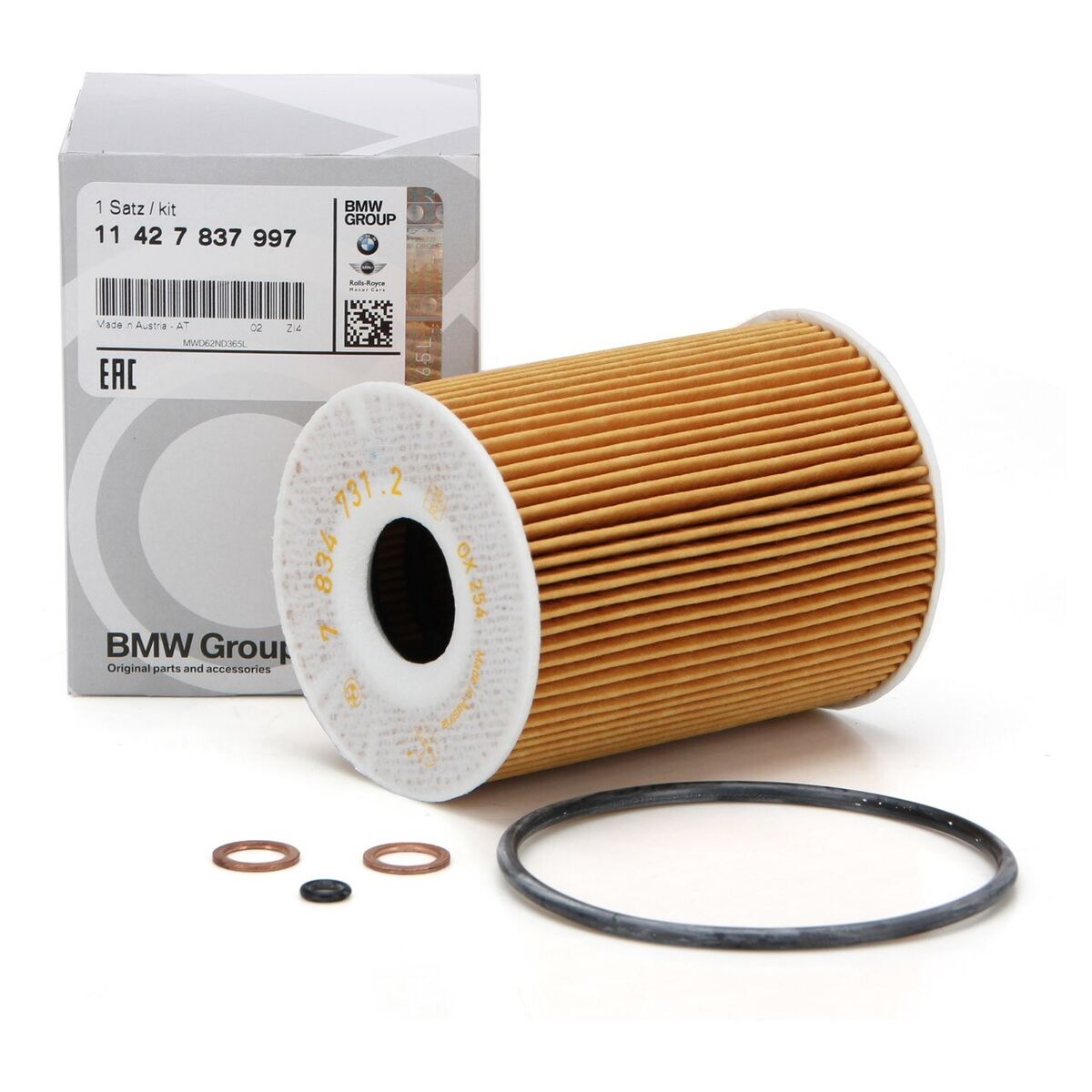 Nineteen72 Performance BMW M3 E90, E92, E93 S65 V8 minor service kit with filters and parts, arranged on a white surface.