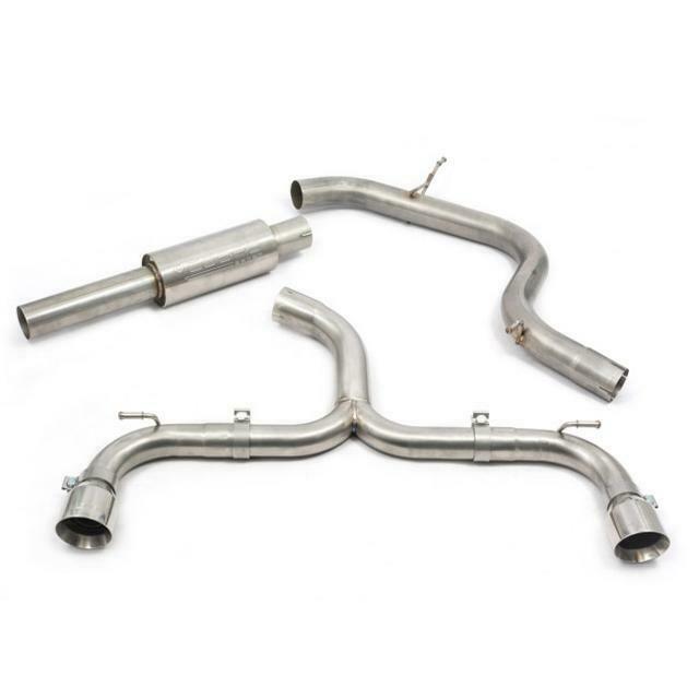 Cobra Sport VW Golf GTI Mk7.5 2.0 TSI Venom Box Delete Race Cat Back Exhaust system installed on a car.