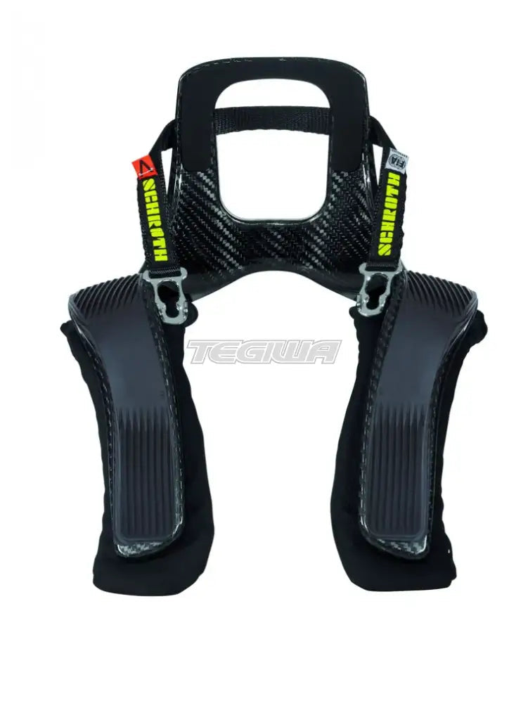Schroth 20° Lightweight Carbon Fiber XLT Medium harness accessory with Hans device in black, designed for safety and comfort.