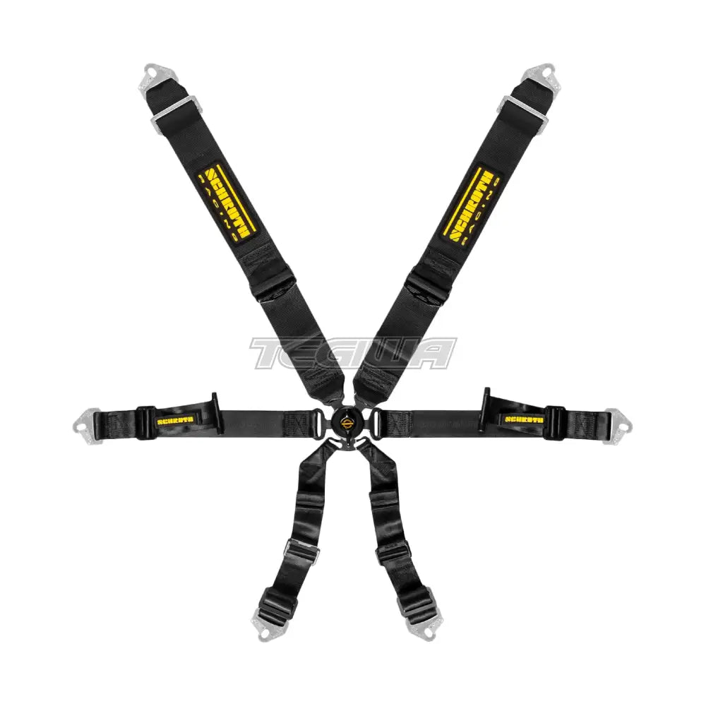 Schroth 6 Point 3x2 Pull Down Profi Harness for racing or safety, featuring durable straps and adjustable buckles.