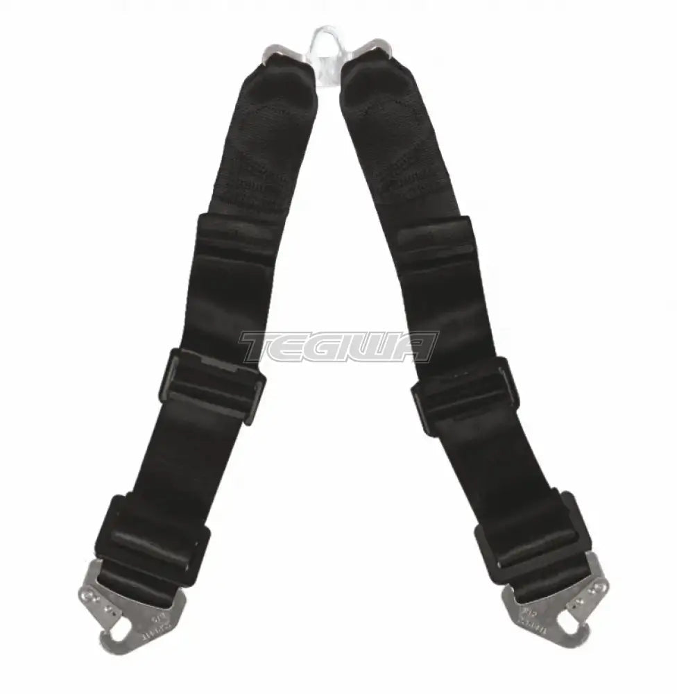 Black Schroth Anti-Sub Strap II harness accessory with adjustable straps and secure buckle for improved safety in vehicle seats.