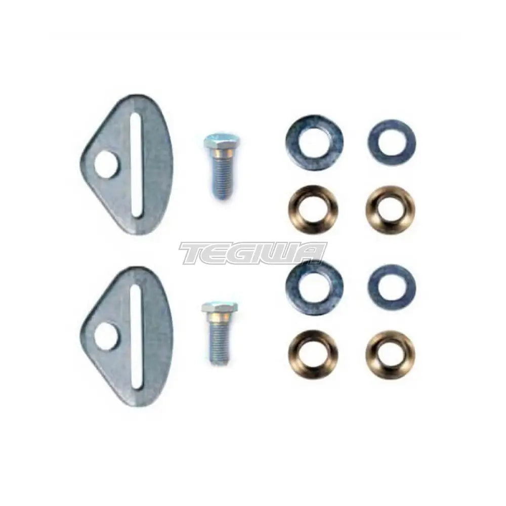 Schroth Bolt-In Harness End Bracket Kit for racing harnesses, showing metal brackets and mounting hardware.