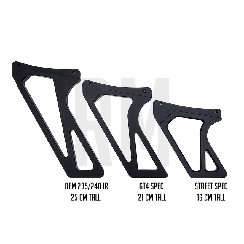 Comparison of Ridgeline Motorsport Wing V2 spoiler made from dry carbon, highlighting the sleek, aerodynamic design and lightweight construction.