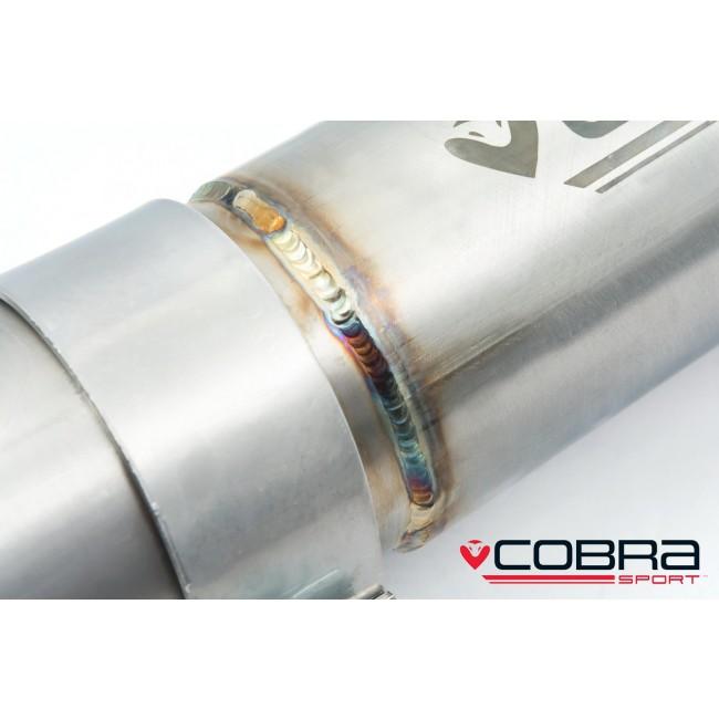 Cobra Sport VW Golf R Mk7.5 Estate 2.0 TSI resonator delete performance exhaust centre section showing polished metal pipe and welds.