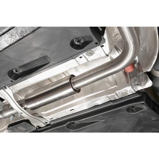 Cobra Sport VW Polo GTI 1.8 TSI cat back performance exhaust system installed on a 2015-2017 model, showcasing the exhaust pipes and tips.