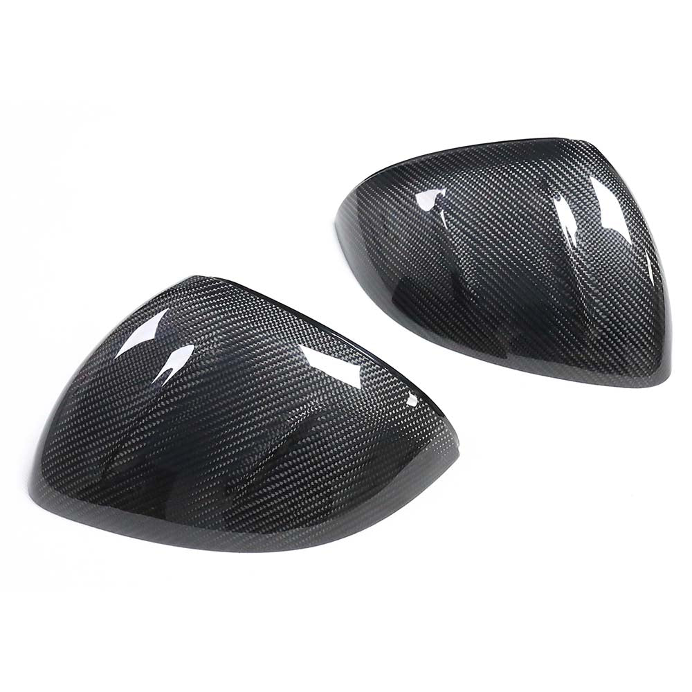 Mercedes C-Class W206 mirror covers by CT Carbon, dry carbon fiber replacement for side mirrors, model 2021-2023.