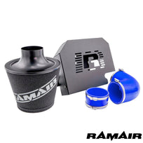 Ramair Ford Focus ST 225 blue performance induction kit with ECU holder, showcasing the high-flow air intake system.