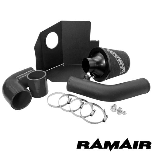 Ramair induction kit installed in a Ford Fiesta MK8 1.0 Ecoboost engine bay, showcasing the high-performance air intake system.
