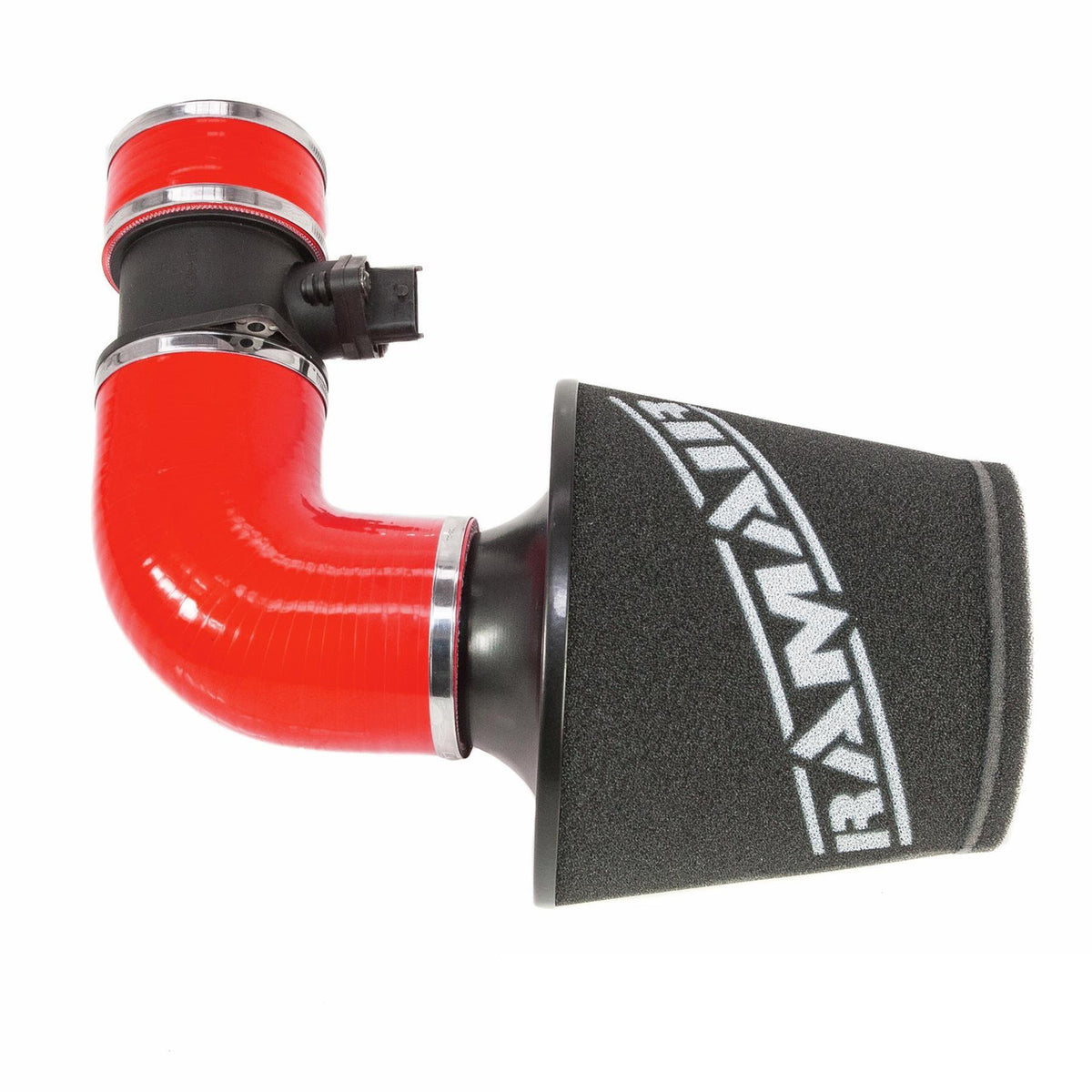 Ramair Ford Focus ST 225 red performance induction kit with air filter and intake tubing for enhanced engine airflow.