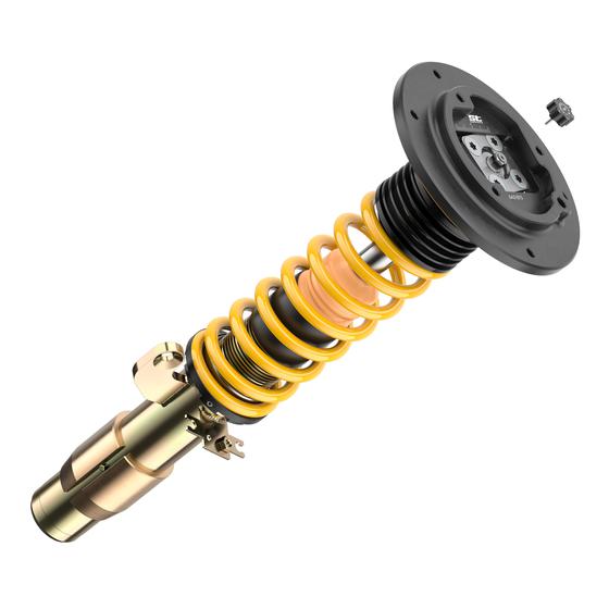 ST Suspension ST XTA PLUS coilovers for BMW F80 M3, F82 M4, and F83 M4 with adjustable damping and top mounts.