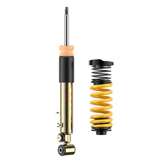 ST Suspension ST XTA PLUS coilovers with adjustable damping and top mounts for BMW F80 M3, F82 M4, F83 M4, front view