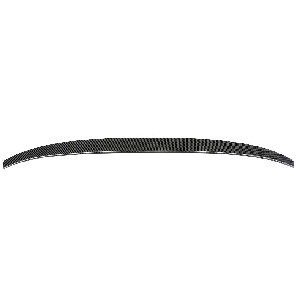 BMW F98 X4M CT Carbon V3 carbon fibre spoiler installed on the vehicle, showcasing its sleek, aerodynamic design.