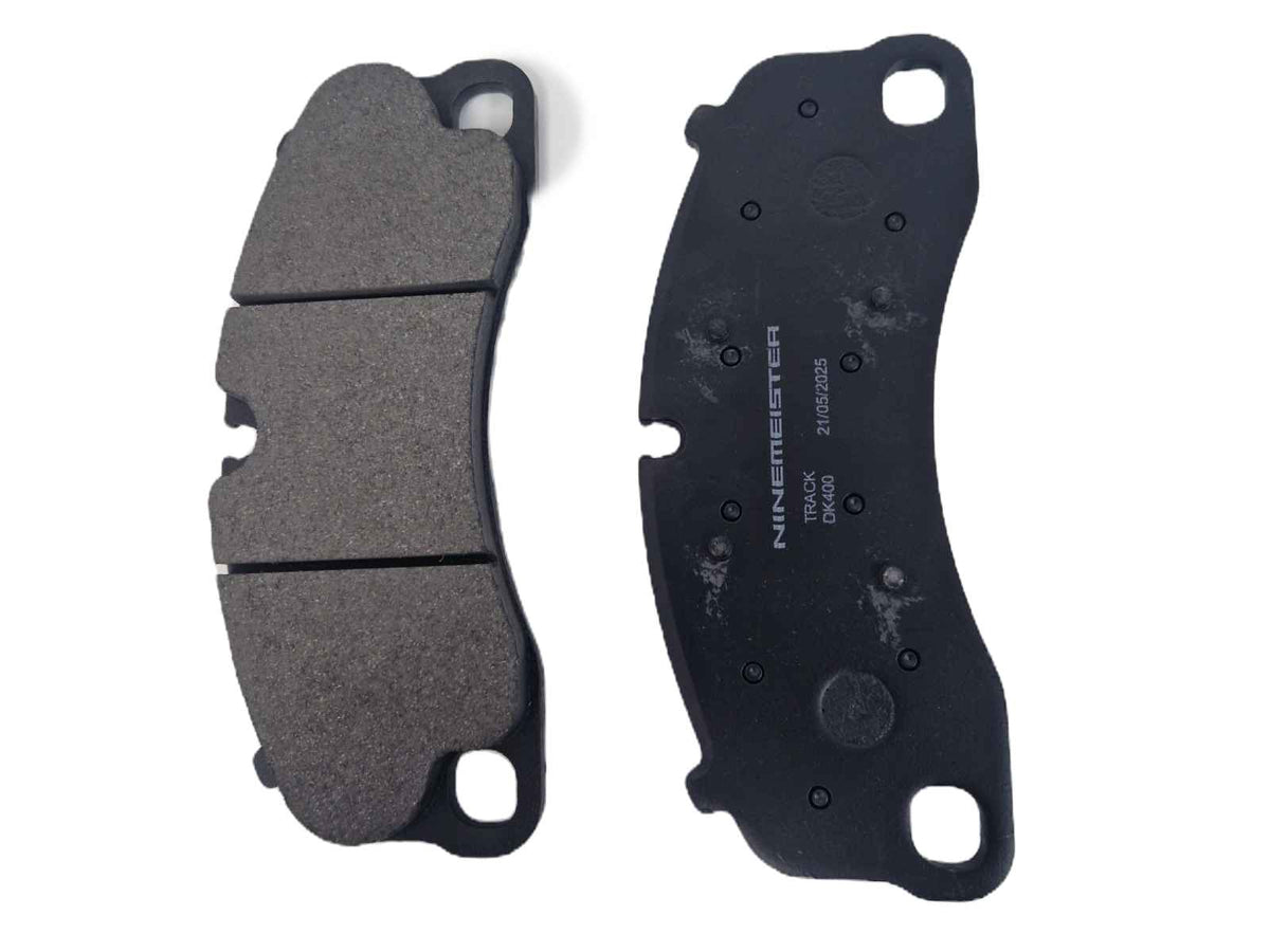 Ninemeister 9M Front Brake Pads for Porsche GT models, high-performance fast road and track brake pads, shown in the image.