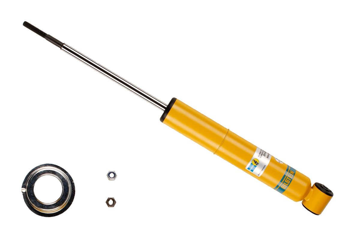 Bilstein B6 rear shock absorber for Volkswagen Golf, Jetta, Scirocco, showing the metal body and mounting components.