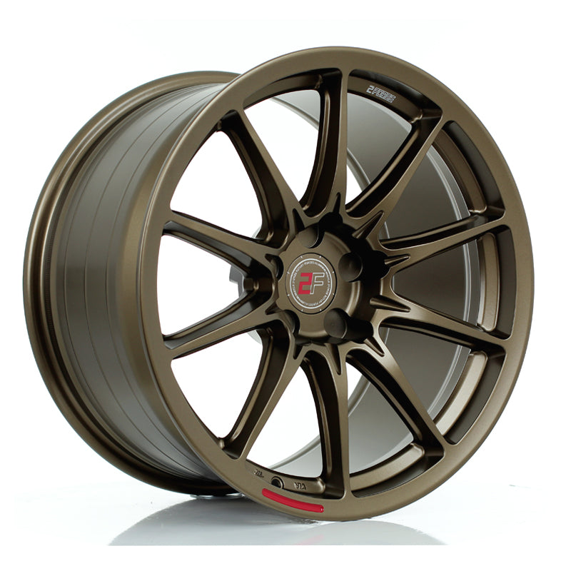 2Forge ZF8-R fully forged wheels in matte bronze, showing a close-up of the multi-spoke alloy wheel design.