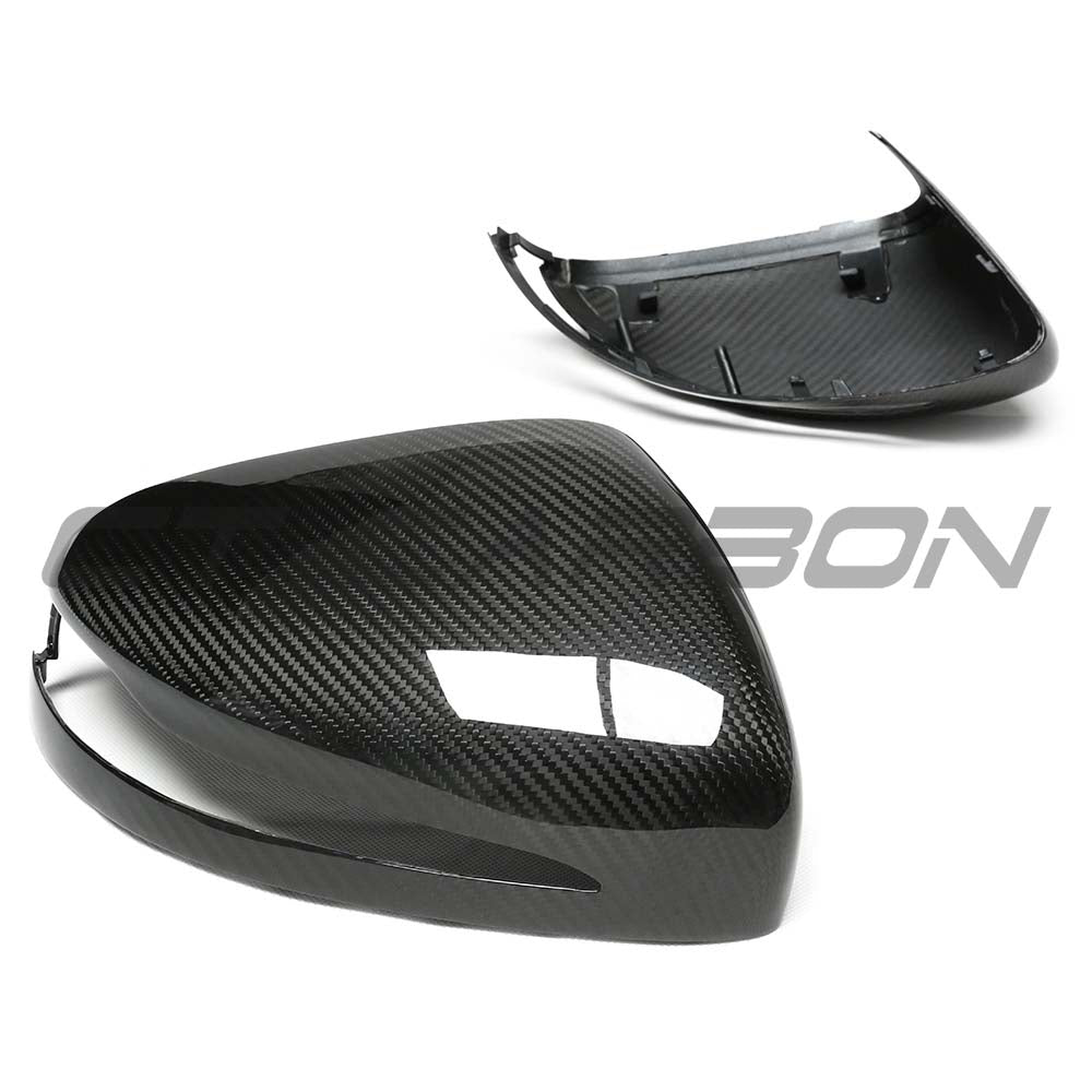 Mercedes G Class W464 2022+ dry carbon fiber mirror cover replacements by CT Carbon, showing sleek mirror covers on the vehicle.
