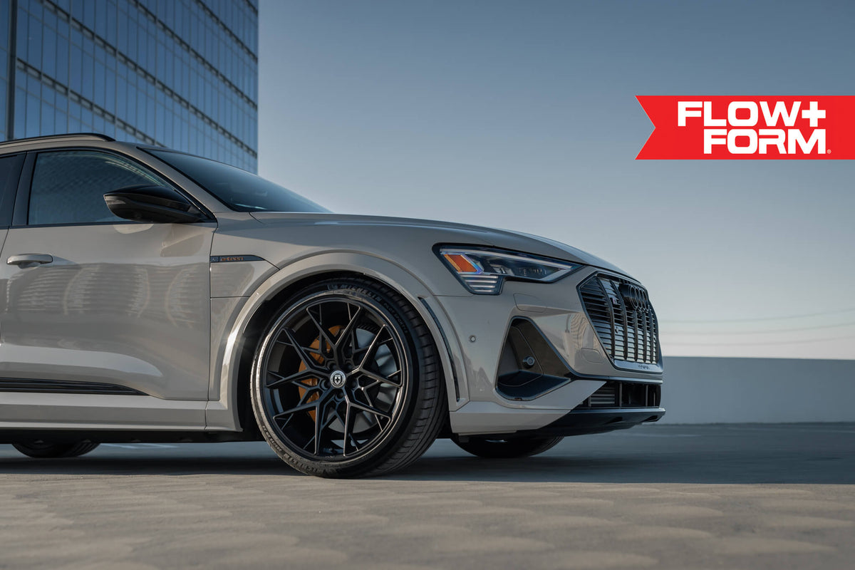 HRE Performance Wheels FF10 alloy wheels with multi-spoke design and polished finish, displayed on a car.