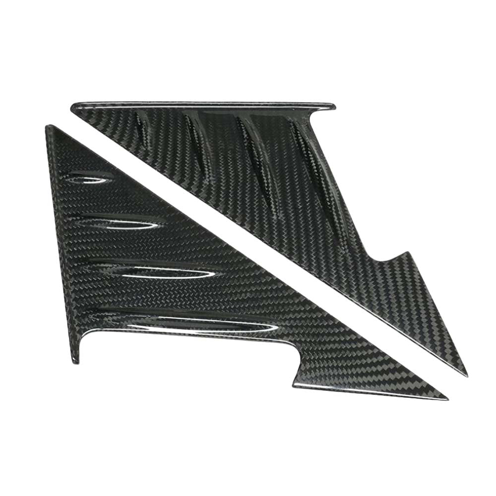 BMW G82 M3 2020+ dry carbon fibre mirror pillar trim accessory by CT Carbon, showing close-up of sleek carbon fibre finish.