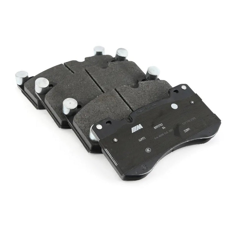 Genuine BMW G8 front brake pads with part number 34108093705, showing the new brake pad set for BMW vehicles.