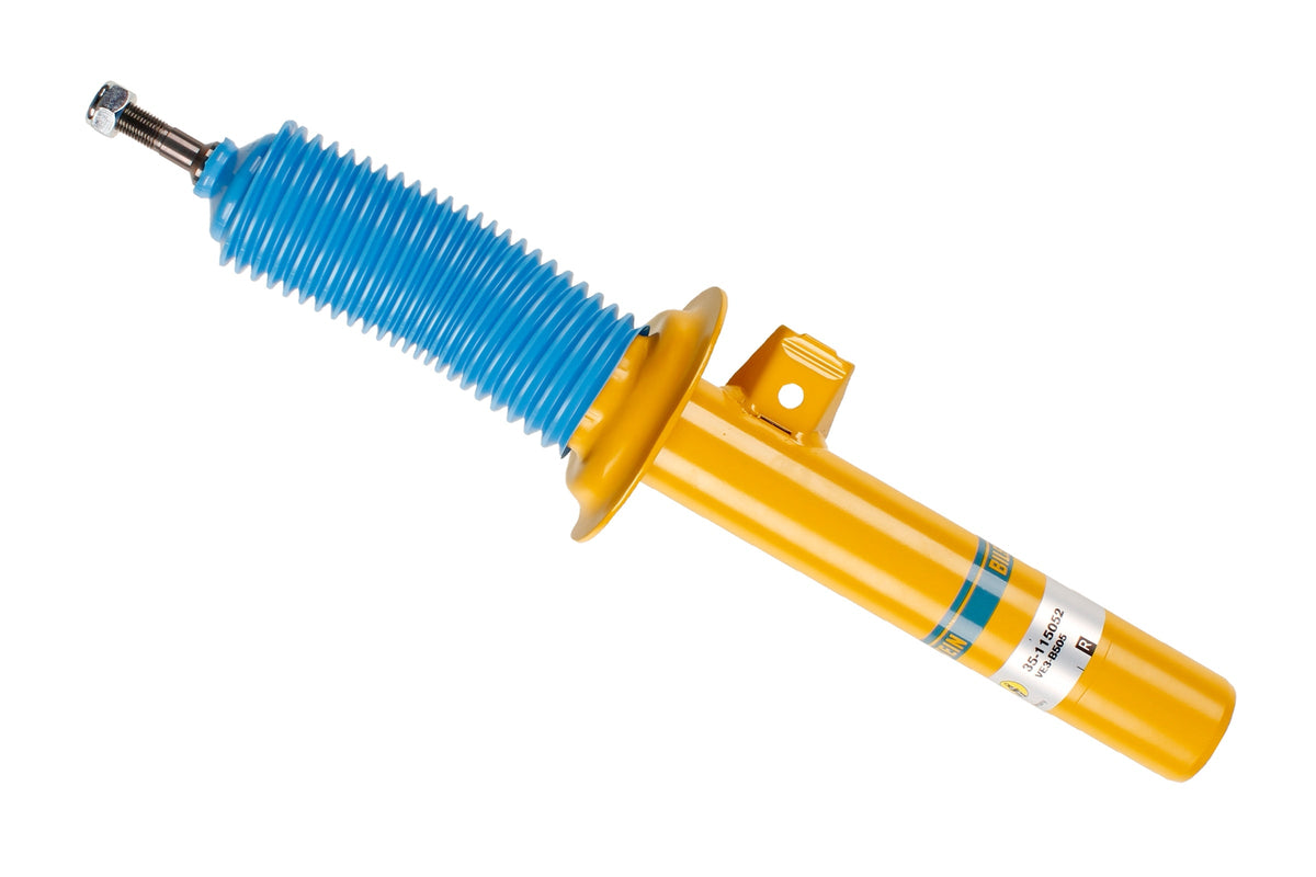 Bilstein B6 shock absorber for BMW 3 Series E46, model 35-115052, showing the metal shock absorber with mounting components.