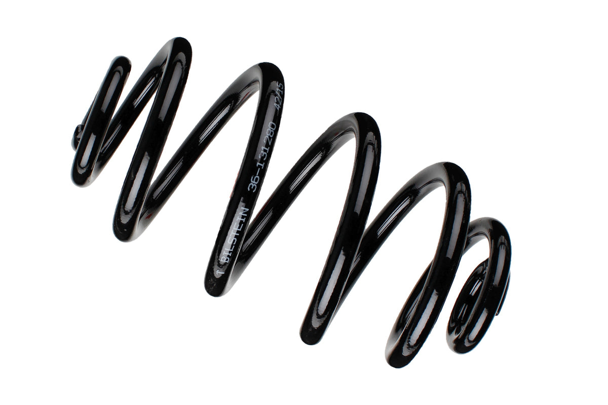 Bilstein B3 OE replacement coil spring for Audi A6 4B C5 B3, part number 36-131280, showing a new suspension spring.