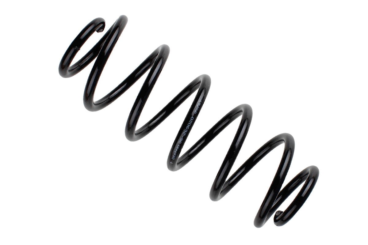 Bilstein B3 front coil spring for Audi A6 C5 and Volkswagen Passat 3B, showing the metal coil spring in detail.