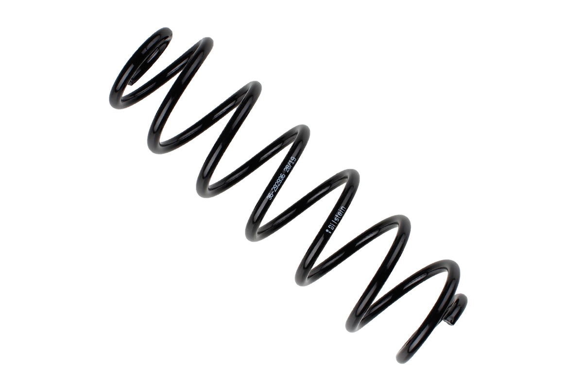 Bilstein B3 rear coil spring for Volkswagen Golf VII, part 36-292936, showcasing the black coil spring in close-up.