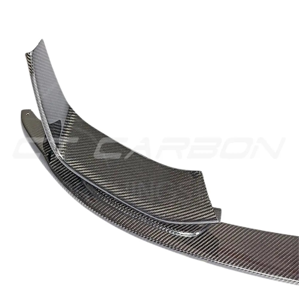BMW M3 M4 F80 F82 F83 carbon fiber splitter set, three-piece V1 style, designed for 2014-2020 models, by CT Carbon.