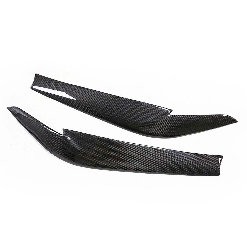 BMW G30 5 Series 2016-2023 CT Carbon dry carbon fibre eyelid accessory on car's front.