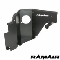 Ramair Ford Mustang 2.3 EcoBoost induction kit with red jet stream foam air filter, heat shield, and hard pipe for engine performance.
