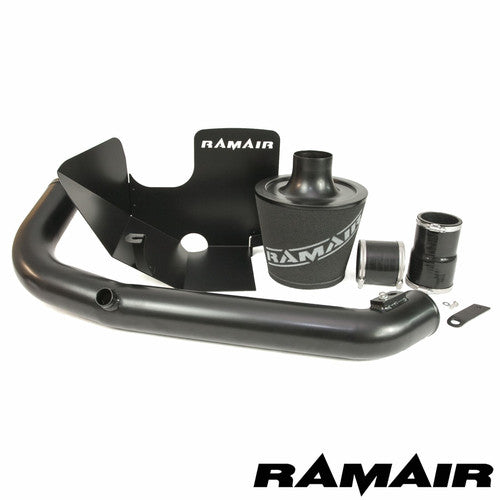 Ramair Ford Focus ST 250 MK3 2.0T induction kit with air filter, heat shield, crossover pipe, and hard pipe for improved airflow.