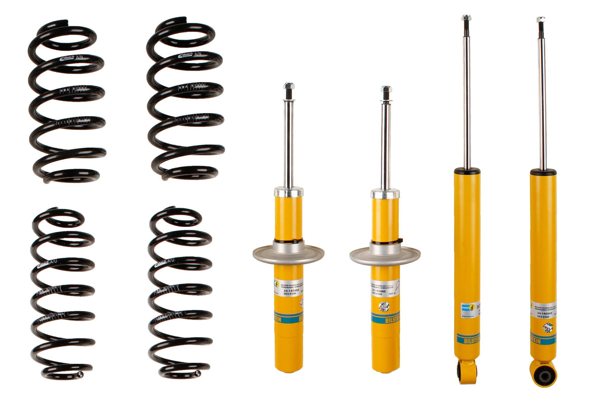 Bilstein B12 suspension kit for Audi A4 Avant 8K5, showing shock absorbers and coil springs installed on the vehicle.