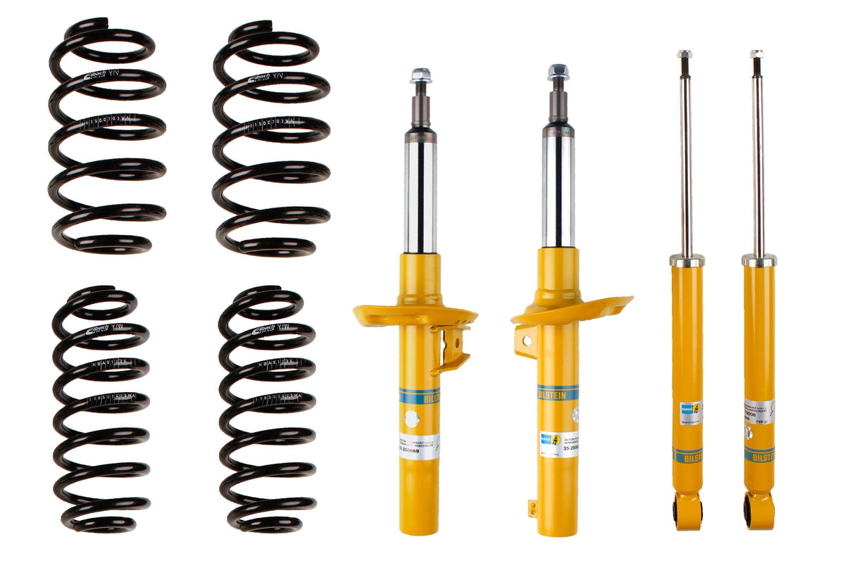Bilstein B12 suspension kit for Volkswagen Golf Plus, showing shock absorbers and coil components in the image.