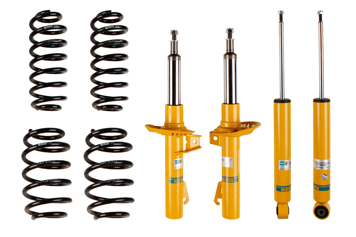 Bilstein B12 suspension kit for Volkswagen Golf VI Variant, showing shock absorbers and coil springs in the kit.