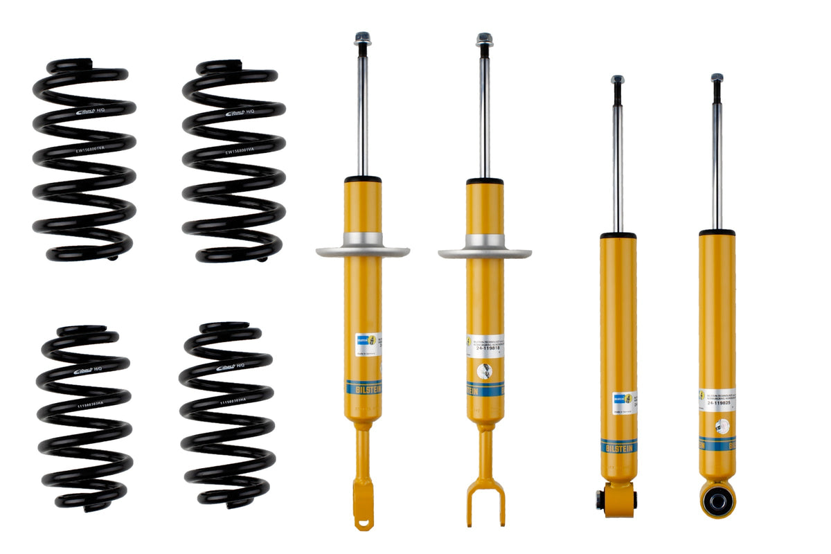 Bilstein B12 suspension kit for Audi A4 (8E2 B6), featuring shock absorbers and coil springs for improved ride quality.
