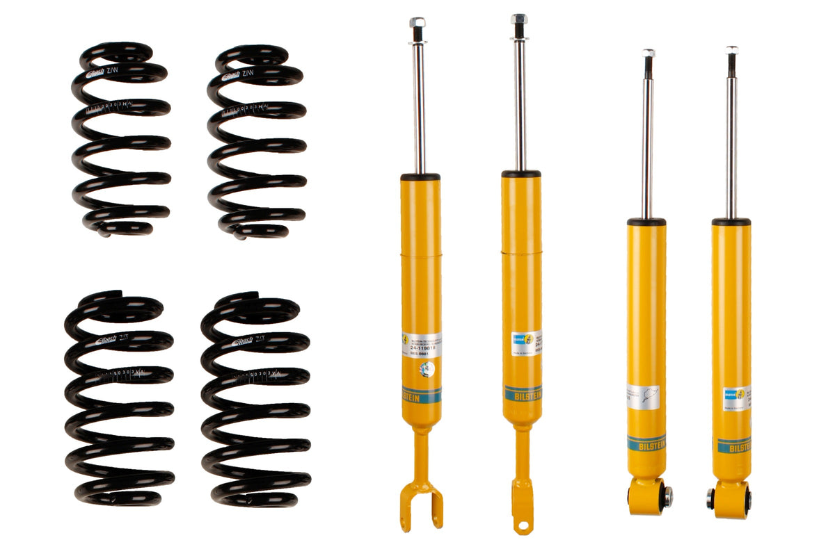 Bilstein B12 suspension kit for Audi A4 Avant (8E5 B6), showing shock absorbers and coil springs in the kit.