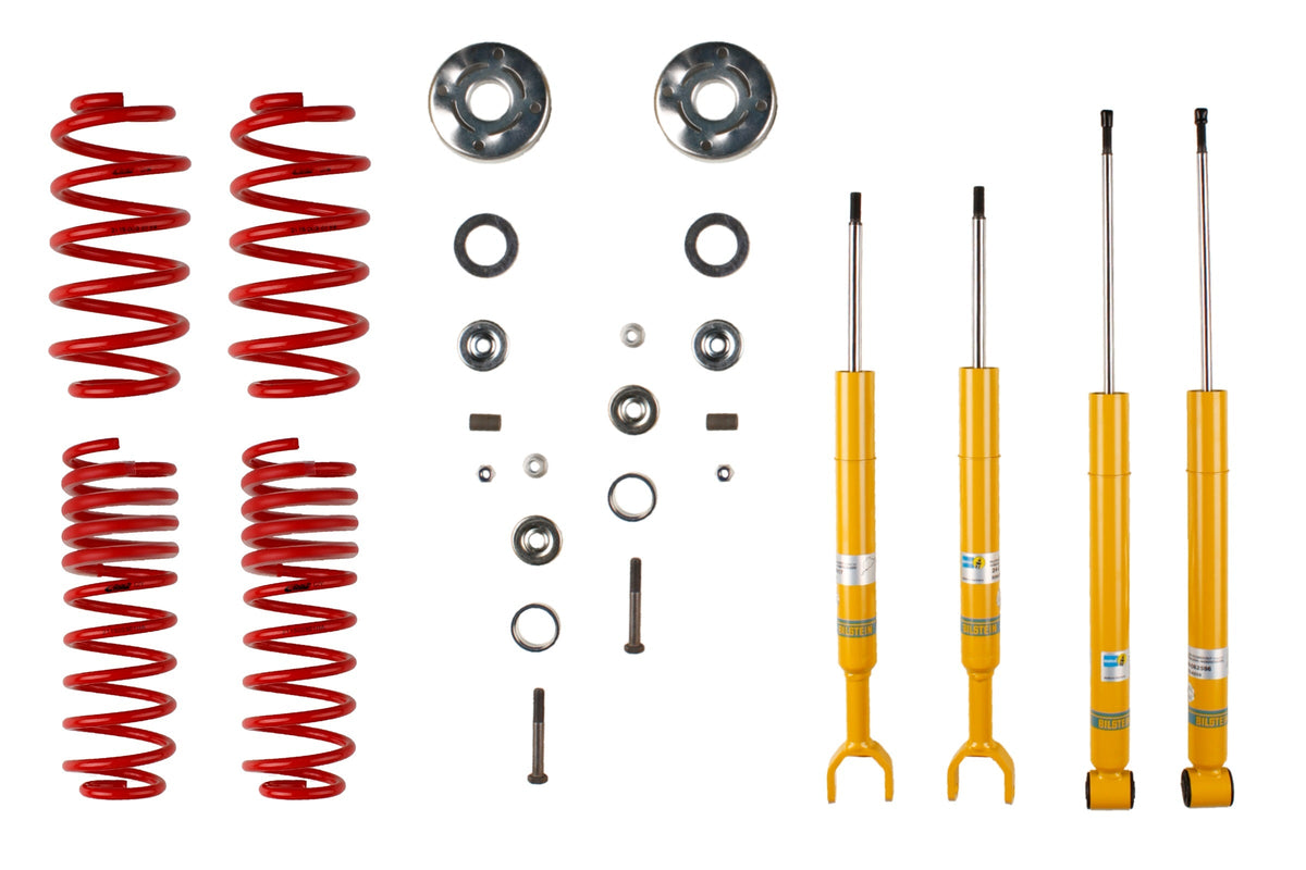 Bilstein B12 suspension kit for Audi A4 Avant (8D5 B5), showing shock absorbers and coil springs in the kit.