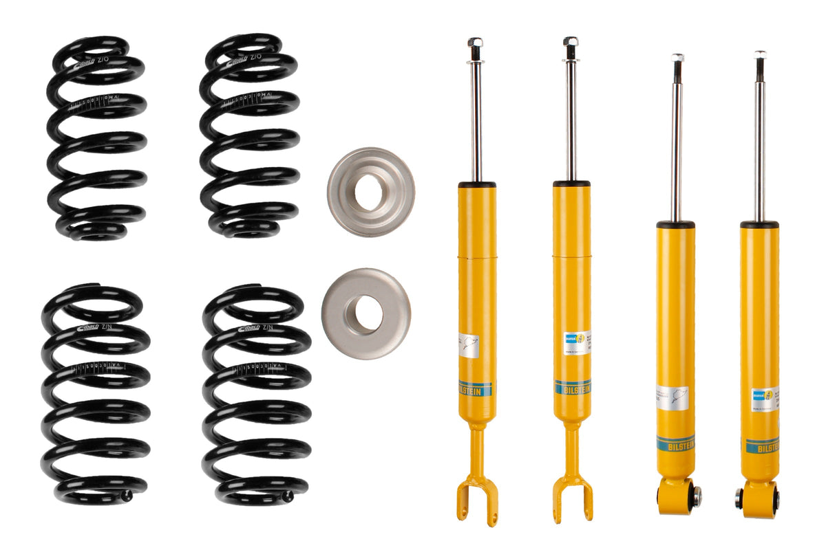 Bilstein B12 suspension kit for Audi A4 Cabriolet 8H7 8HE, showing shock absorbers and coil springs in the kit.