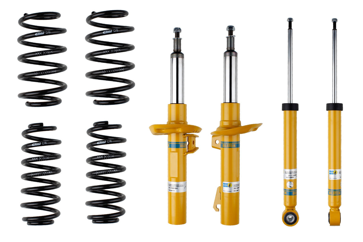 Bilstein B12 suspension kit for Volkswagen Golf V, showing shock absorbers and coil springs in the kit.