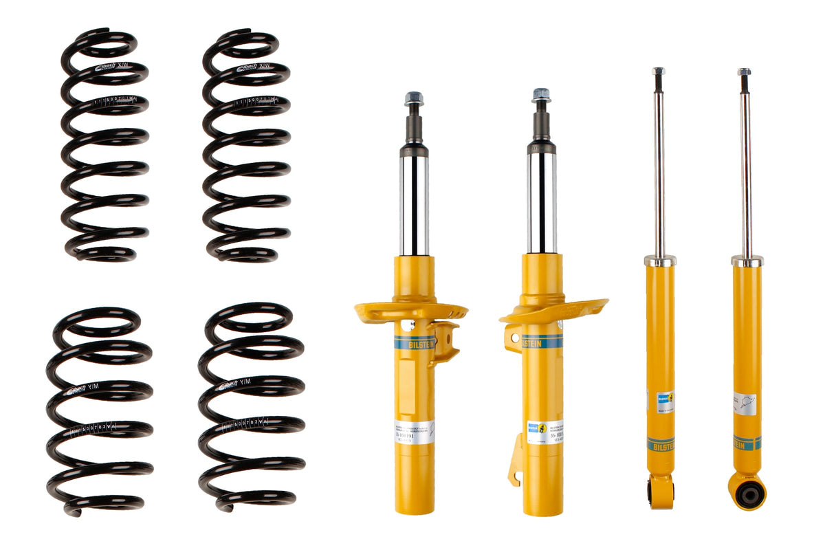 Bilstein B12 suspension kit for Volkswagen Golf V Variant shown in image, including shock absorbers and coil springs.