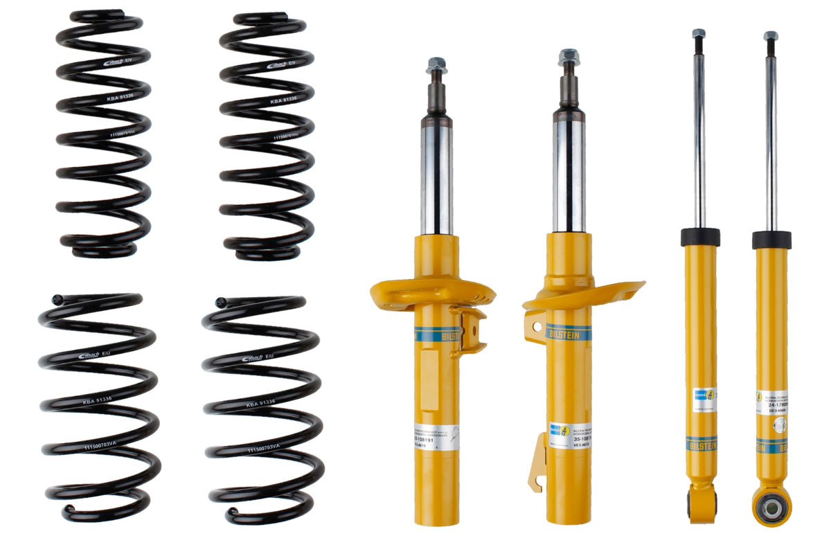 Bilstein B12 suspension kit for Volkswagen Golf V Variant, showing assembled shock absorbers and coil springs in the kit.