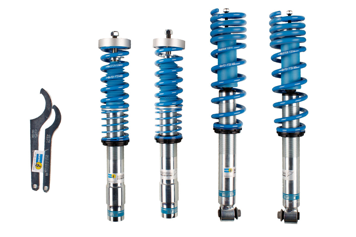 Bilstein B14 suspension coilover kit for BMW 5 Series E39 V8, featuring adjustable shocks and coil springs for enhanced ride quality.