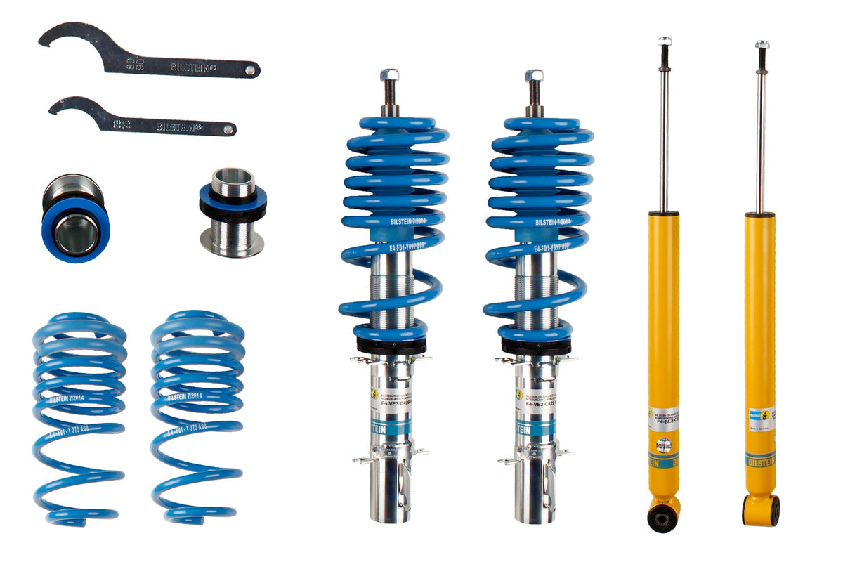 Bilstein B14 coilover suspension kit for Volkswagen Golf 4 and Audi A3 8L 2WD, shown in the image.