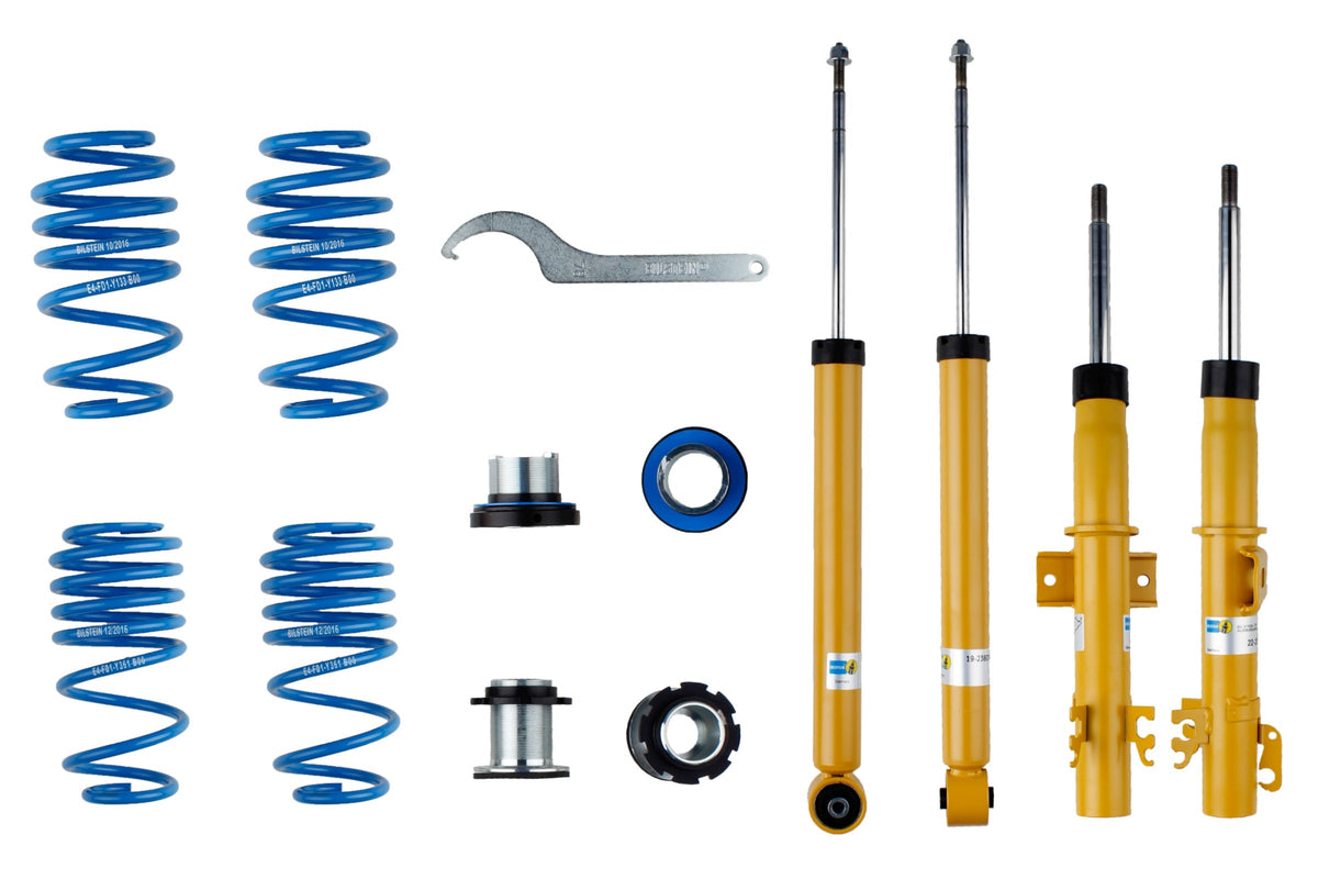 Bilstein B14 coilover suspension kit for Volkswagen Up, Seat Mii, Skoda Citigo; adjustable coilover suspension system.