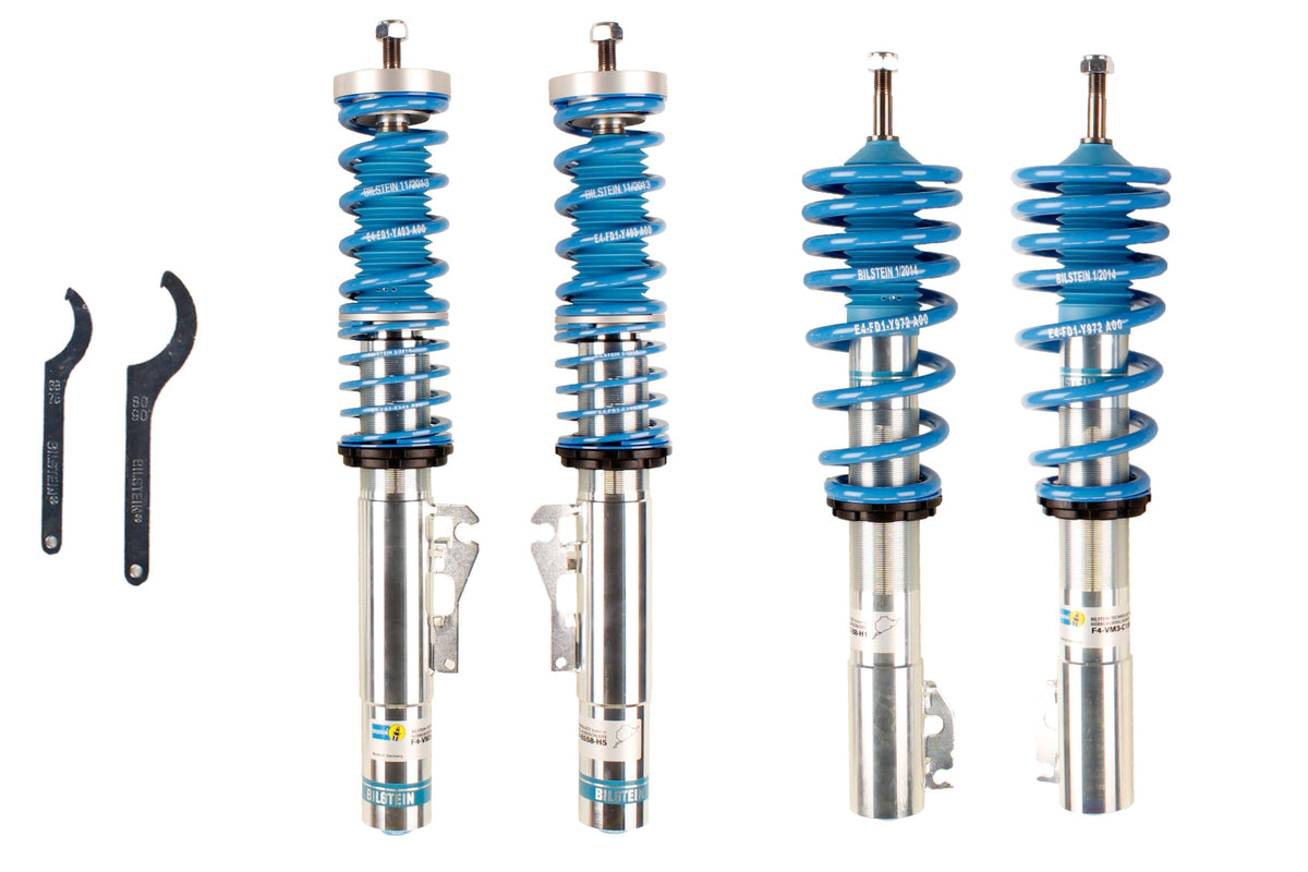 Bilstein B16 coilover suspension kit for Porsche Boxster and Cayman 987, featuring adjustable shock absorbers and coil springs.
