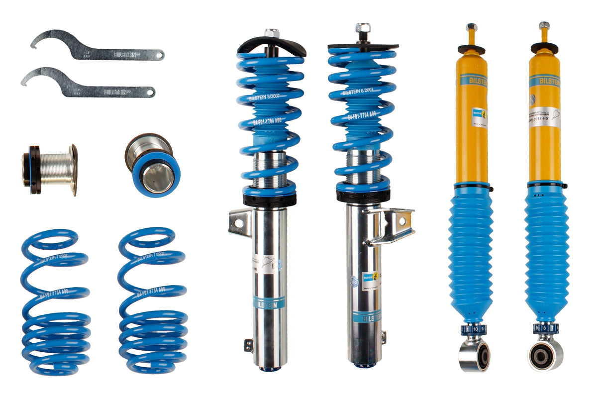 Bilstein B16 PSS10 coilover suspension kit for Volkswagen EOS, showing adjustable shocks and sleek coilover components.