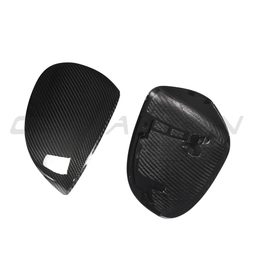 Mercedes W206 C-Class 2021+ CT Carbon pre-preg carbon fiber side mirrors, showcasing sleek, lightweight design and high-quality finish.
