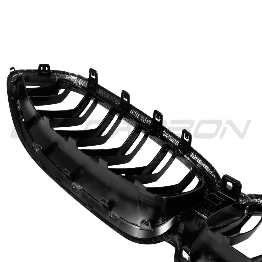 BMW 8 Series G14 G15 G16 LCI 2023+ Carbon Fibre Double Slat Grille by CT Carbon, close-up of the sleek black grille design